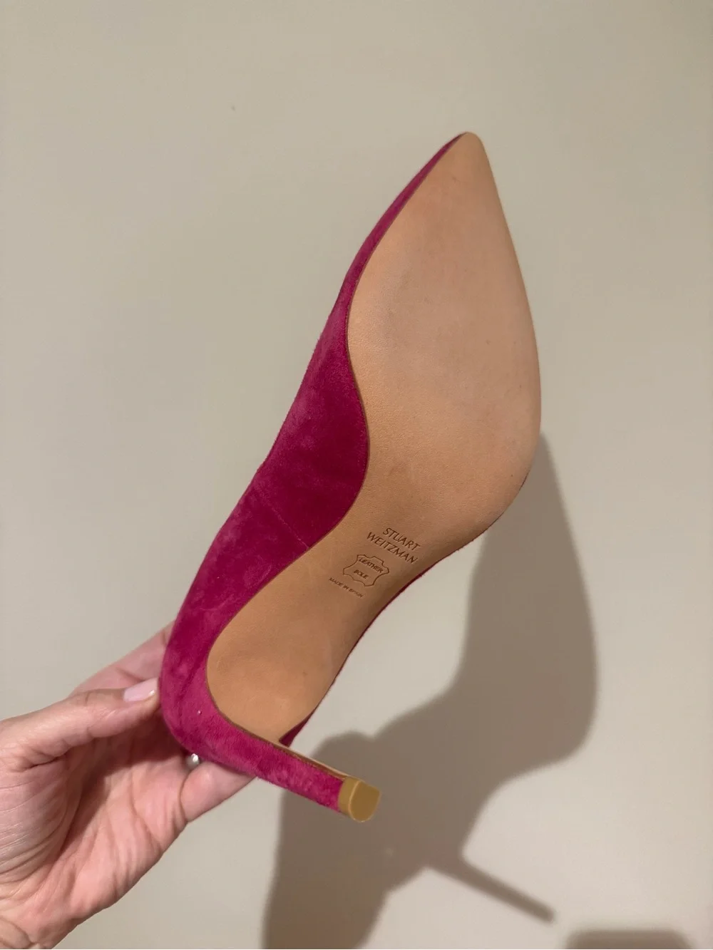Stuart Weitzman Fuchsia Suede Pointed-Toe Stiletto Pump